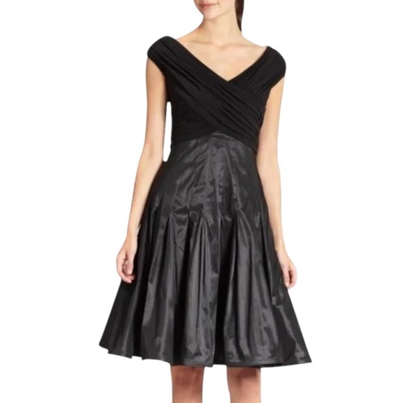 Tadashi Shoji Black Pleated Fit and Flare Midi Dress - Picture 16 of 16